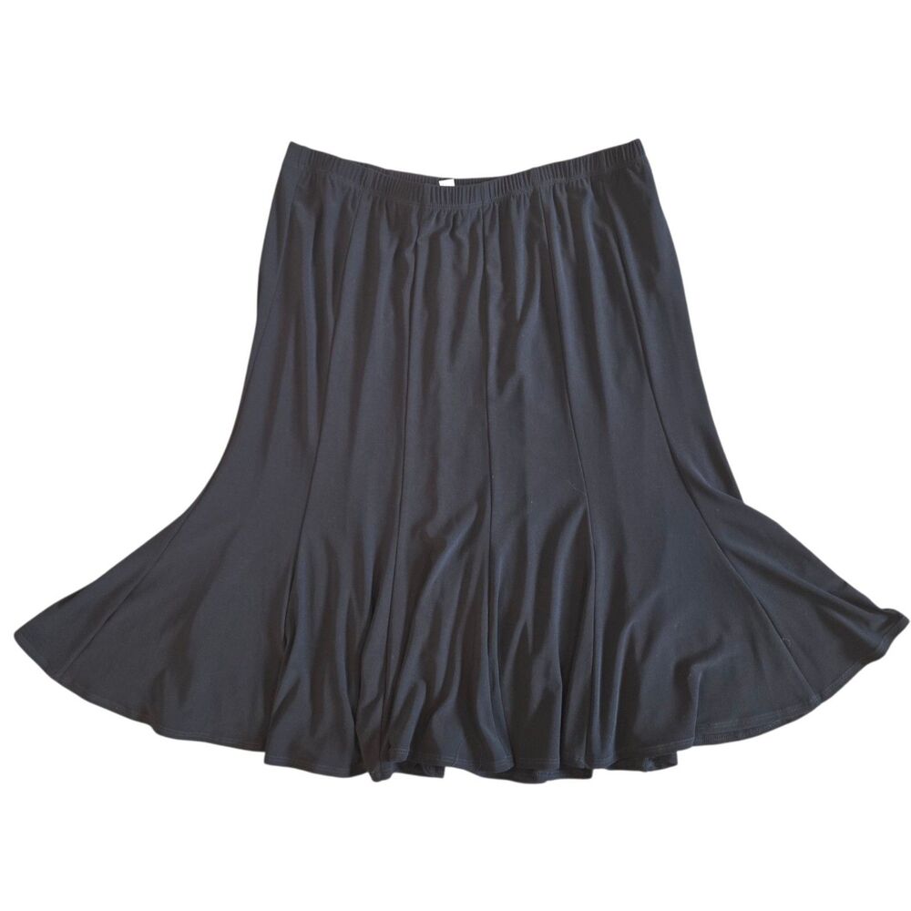 NWT Dressbarn Black Paneled Gored Fit & Flare Knit Midi Skirt Size Large
